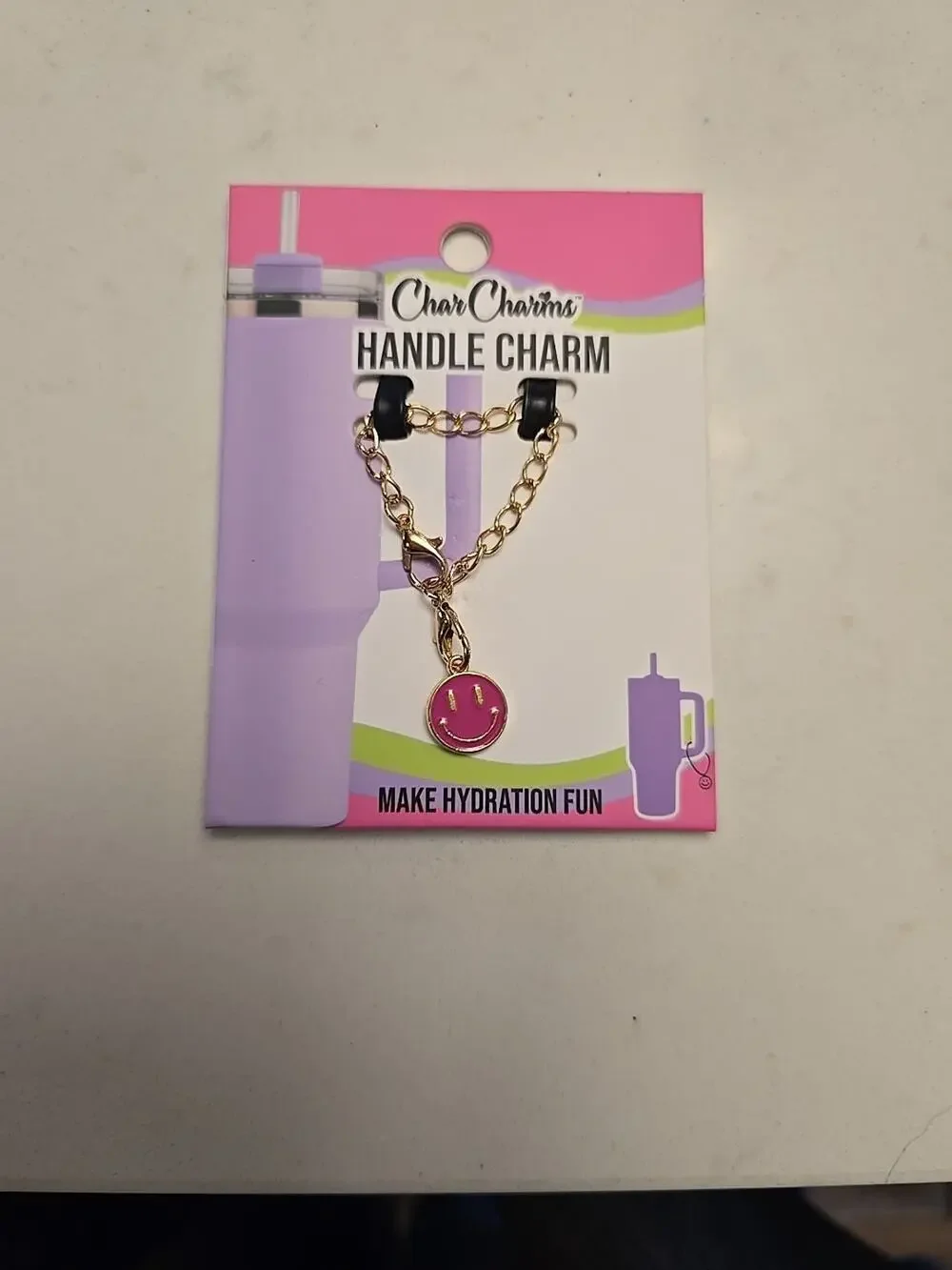 12719 Char Charms Water Bottle Charm Handle Charm Smiley Face Make Hydration Fun